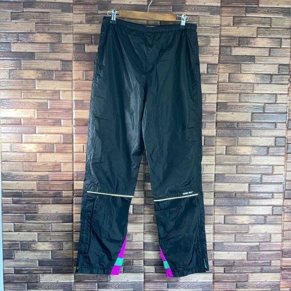 Vintage InSport Womens GoreTex Small Windbreaker Pants 80’s Black Pink & Green - Picture 1 of 16